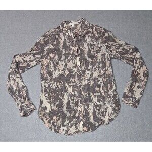 Piperlime 100% Silk Long Sleeve Button Down Blouse M Multicolor Abstract Career